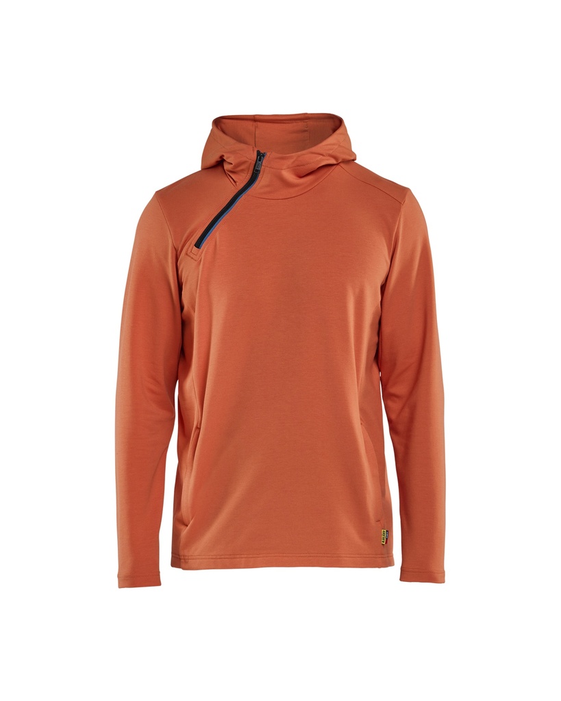 3594 Hoodie met schuine halve rits