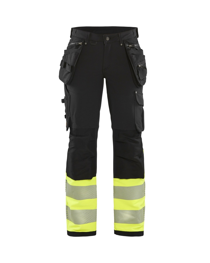 7193 Dames High Vis werkbroek 4-weg stretch met gereedschapszakken