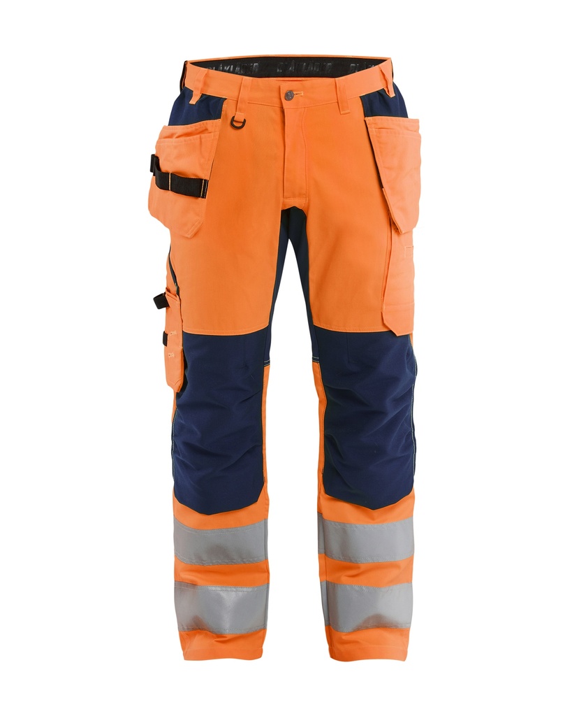 1552 High Vis Werkbroek met stretch en gereedschapzakken