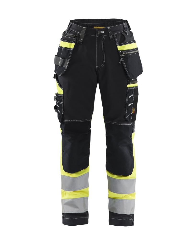 7196 Dames High Vis werkbroek met Stretch en gereedschapszakken