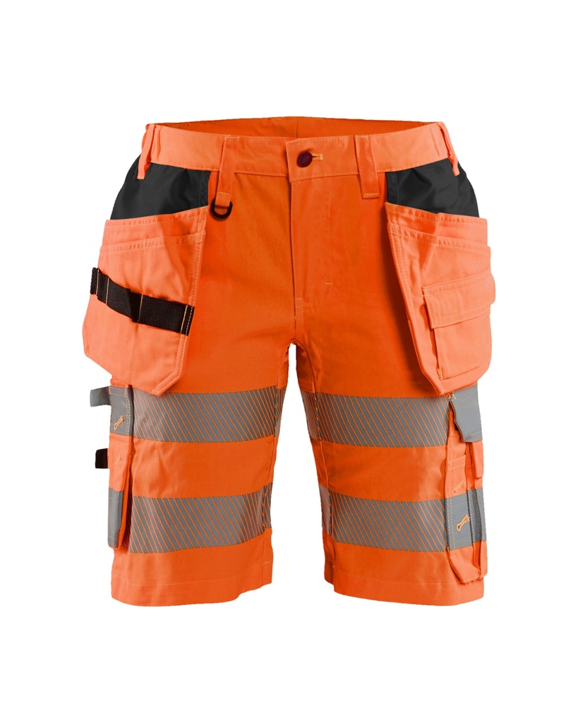 7186 Dames High Vis short met stretch en gereedschapszakken