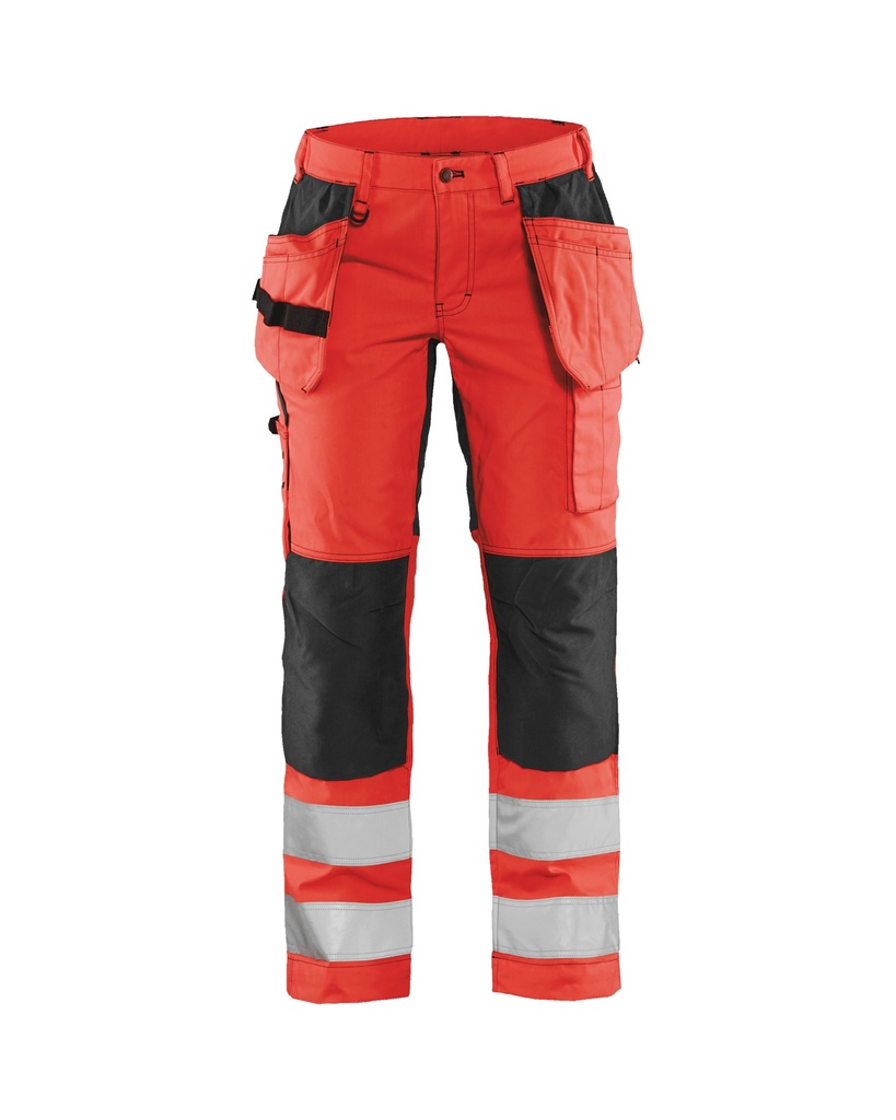7163 Dames High Vis Werkbroek met stretch en gereedschapzakken