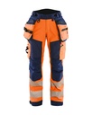 7118 Dames High Vis werkbroek softshell met gereedschapszakken