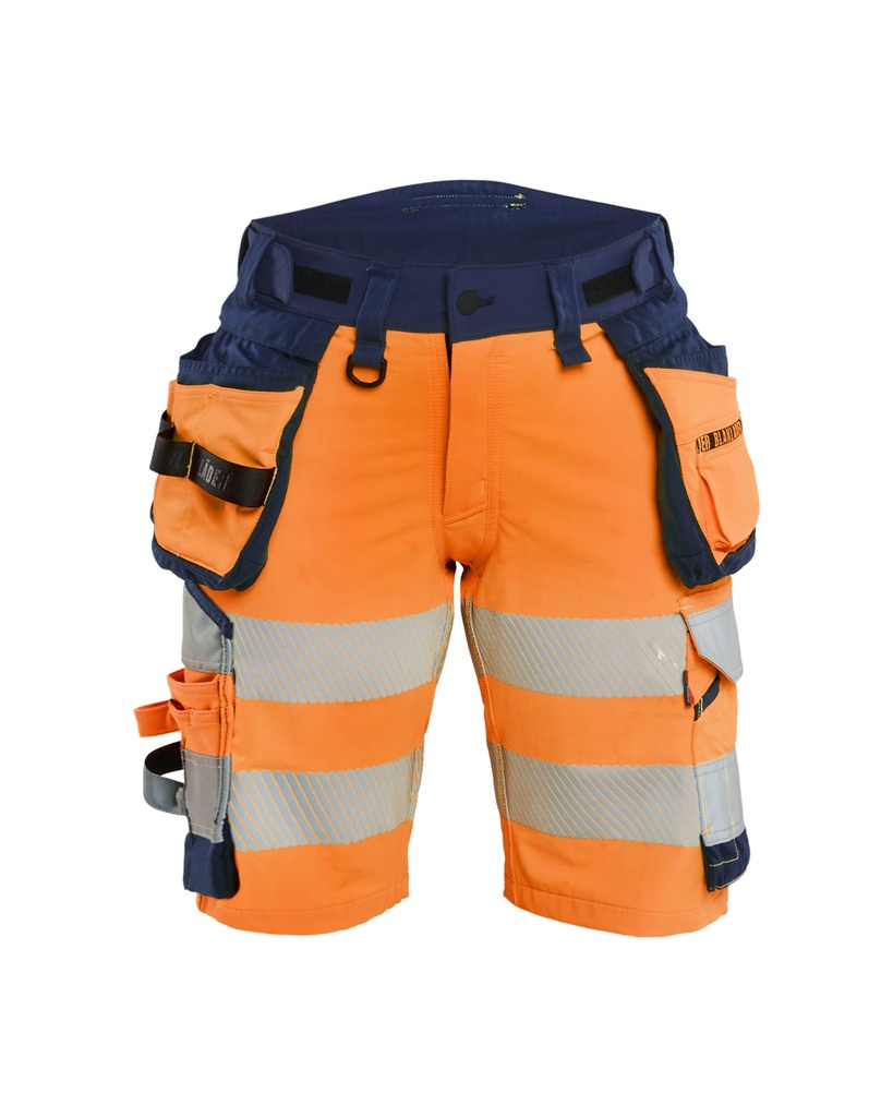 7020 Dames High Vis short 4-weg stretch met gereedschapzakken