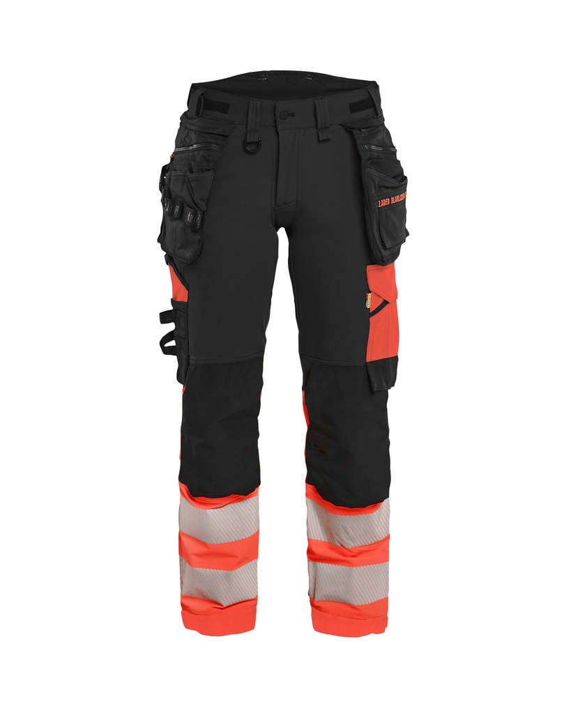 7025 Dames High Vis werkbroek 4-weg stretch met gereedschapszakken