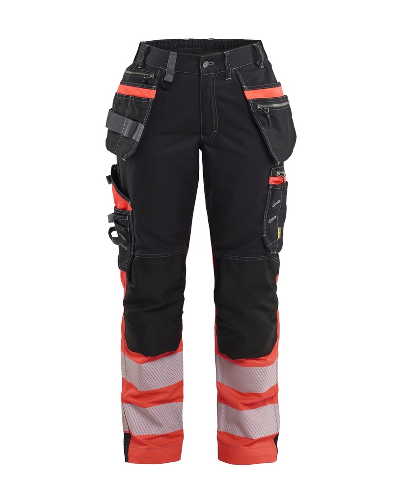 7196 Dames High Vis werkbroek met Stretch en gereedschapszakken