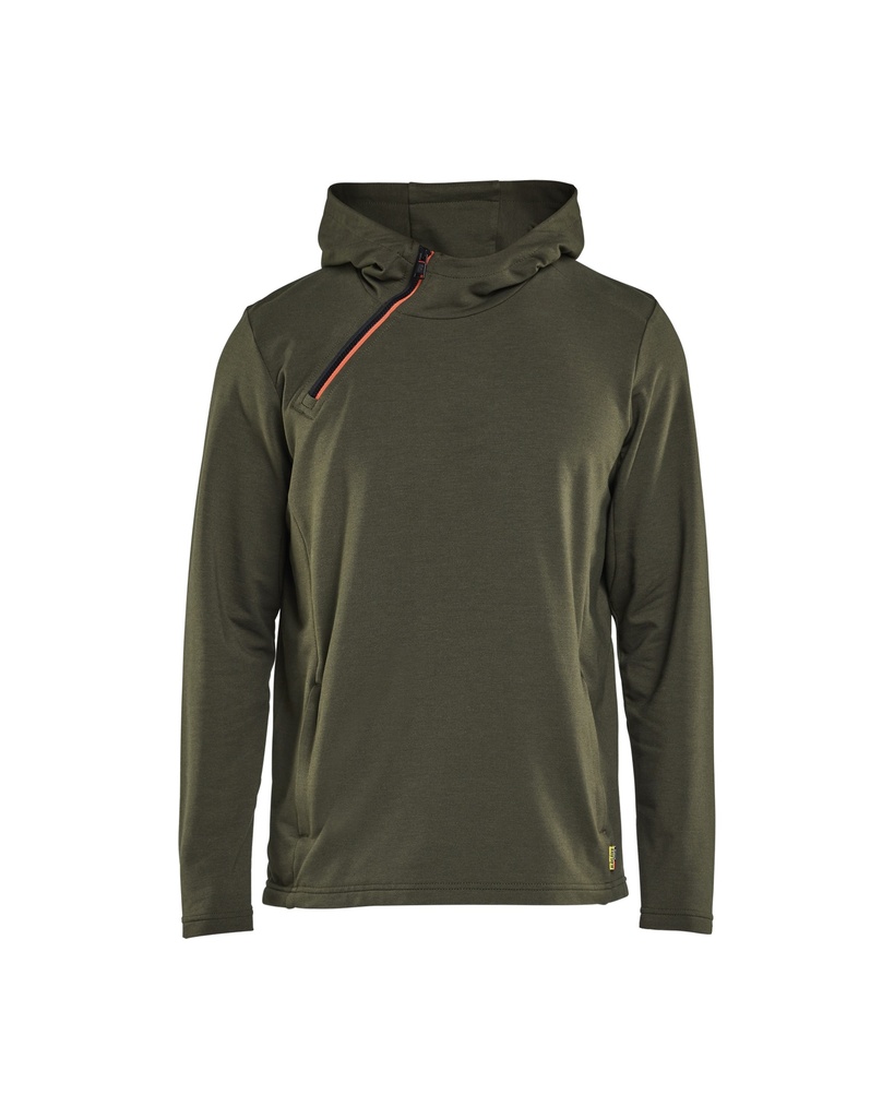 3594 Hoodie met schuine halve rits