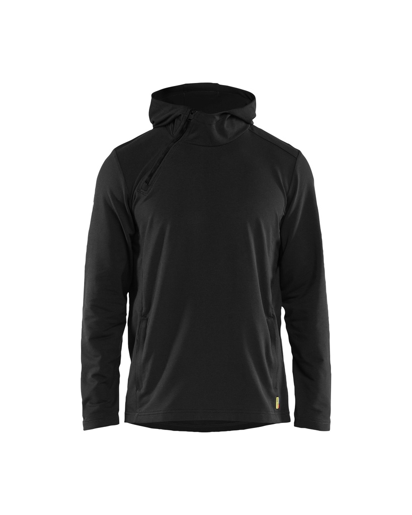 3594 Hoodie met schuine halve rits