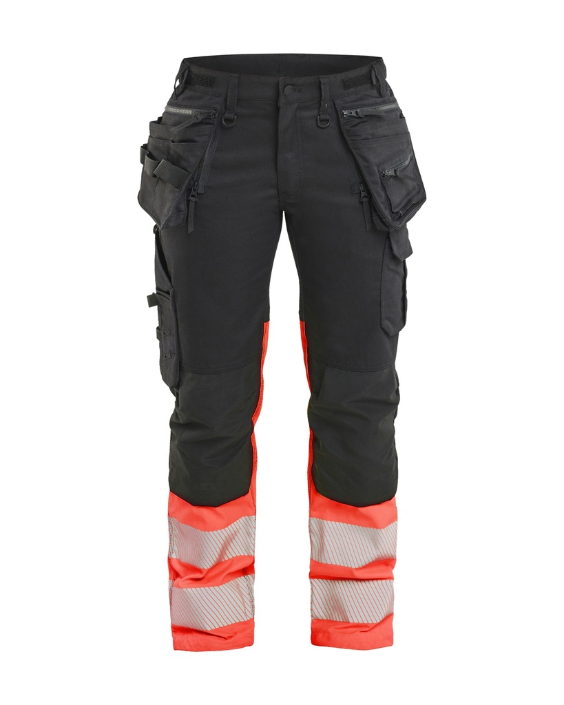 7030 Dames High Vis Werkbroek Stretch met gereedschapszakken