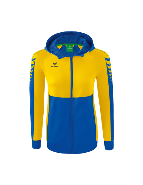 Six Wings trainingsjack met capuchon new royal/geel Dames
