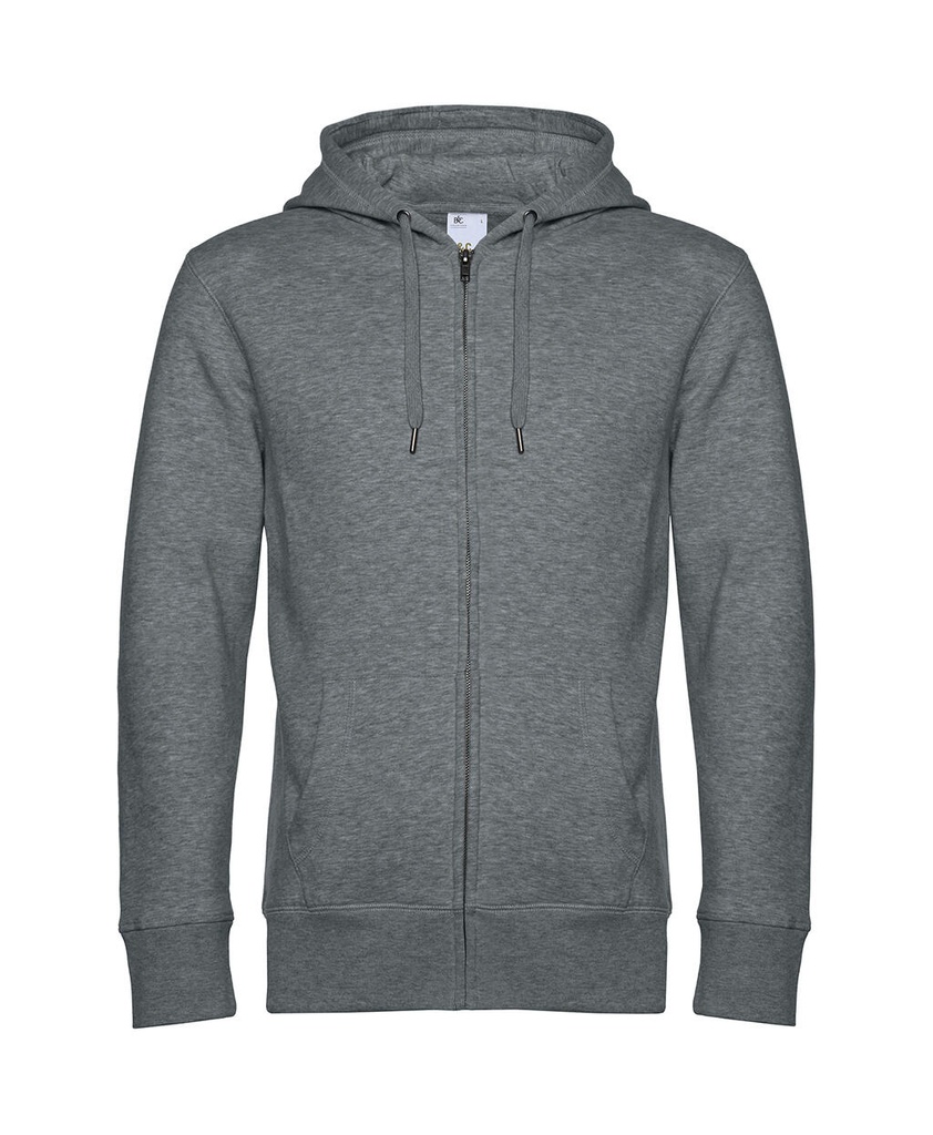 KING Zipped Hooded Heather Mid Grey