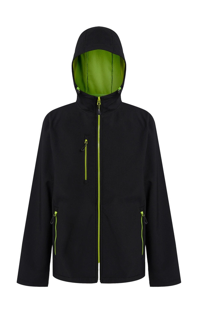 Navigate 2-Layer Hooded Softshell Jacket Black/Lime Green