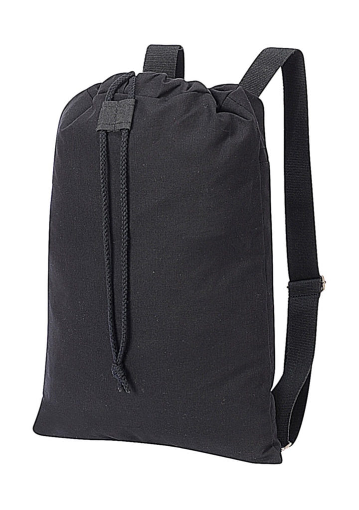 Sheffield Cotton Drawstring Backpack Black Washed
