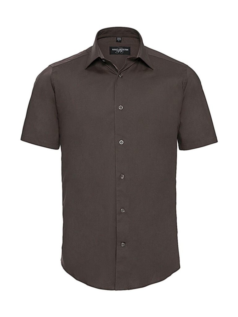 Fitted Short Sleeve Stretch Shirt Chocolate