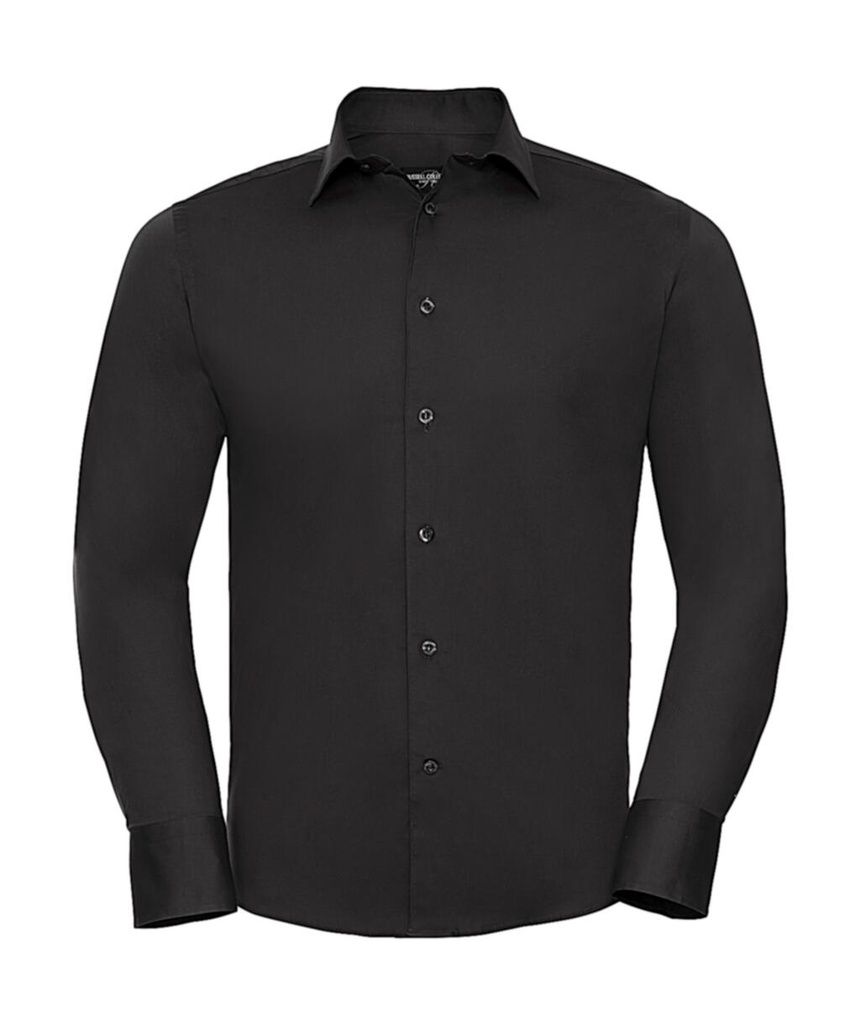 Fitted Long Sleeve Stretch Shirt Black
