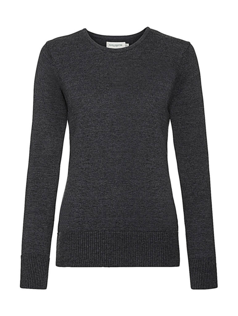 Ladies' Crew Neck Knitted Pullover Charcoal Marl