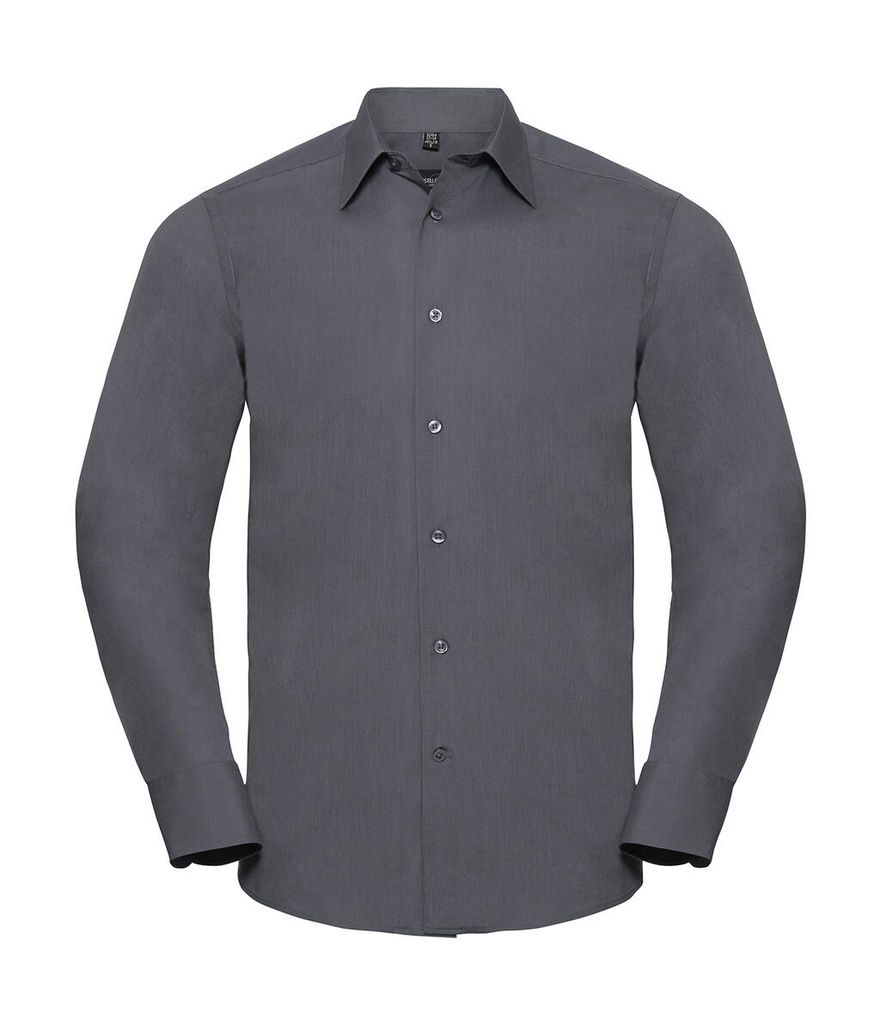 Tailored Poplin Shirt LS Convoy Grey