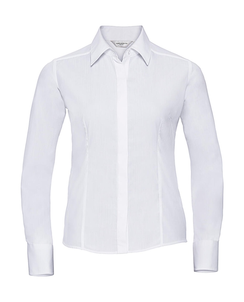 Ladies' LS Fitted Poplin Shirt White