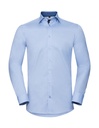 Tailored Contrast Herringbone Shirt LS Light Blue/Mid Blue/Bright Navy