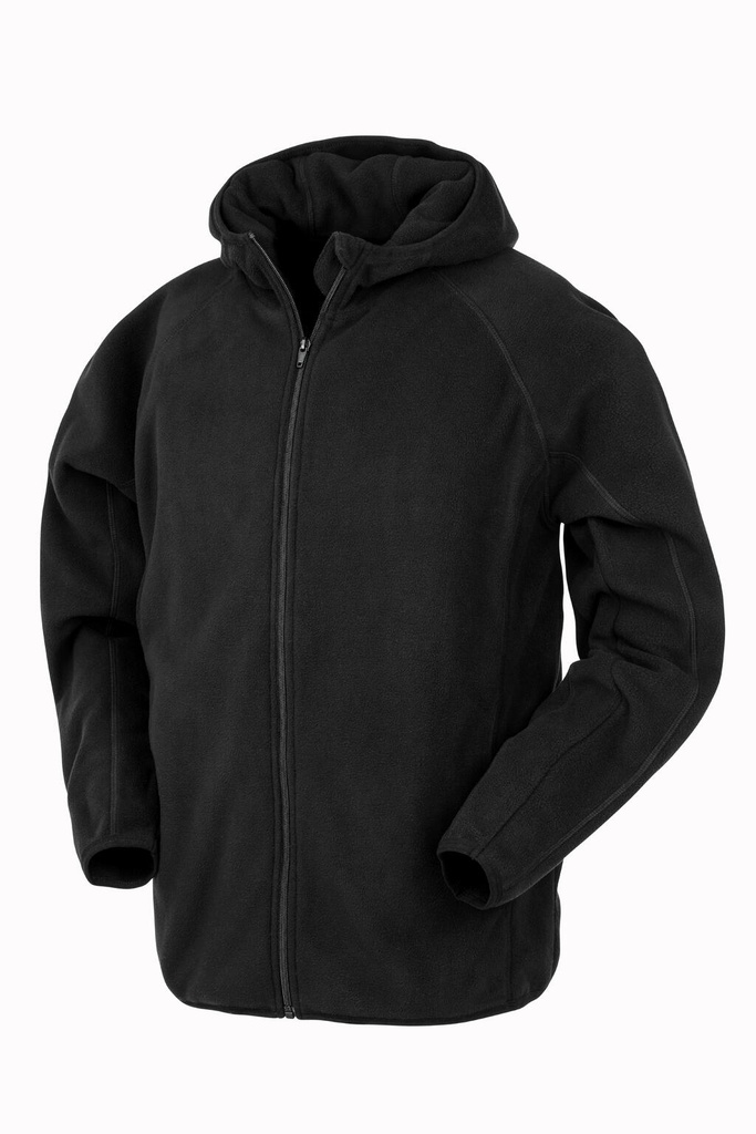 Hooded Recycled Microfleece Jacket Black