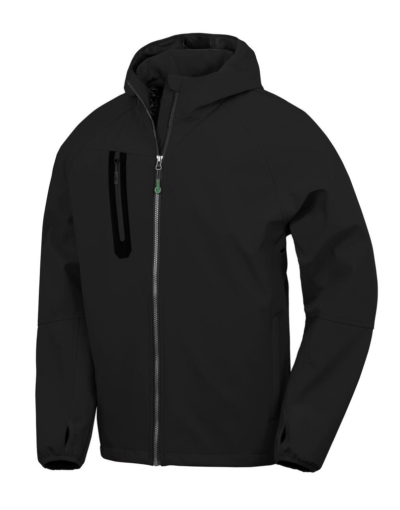 3-Layer Recycled Printable Casual Hooded Softshell Black/Black