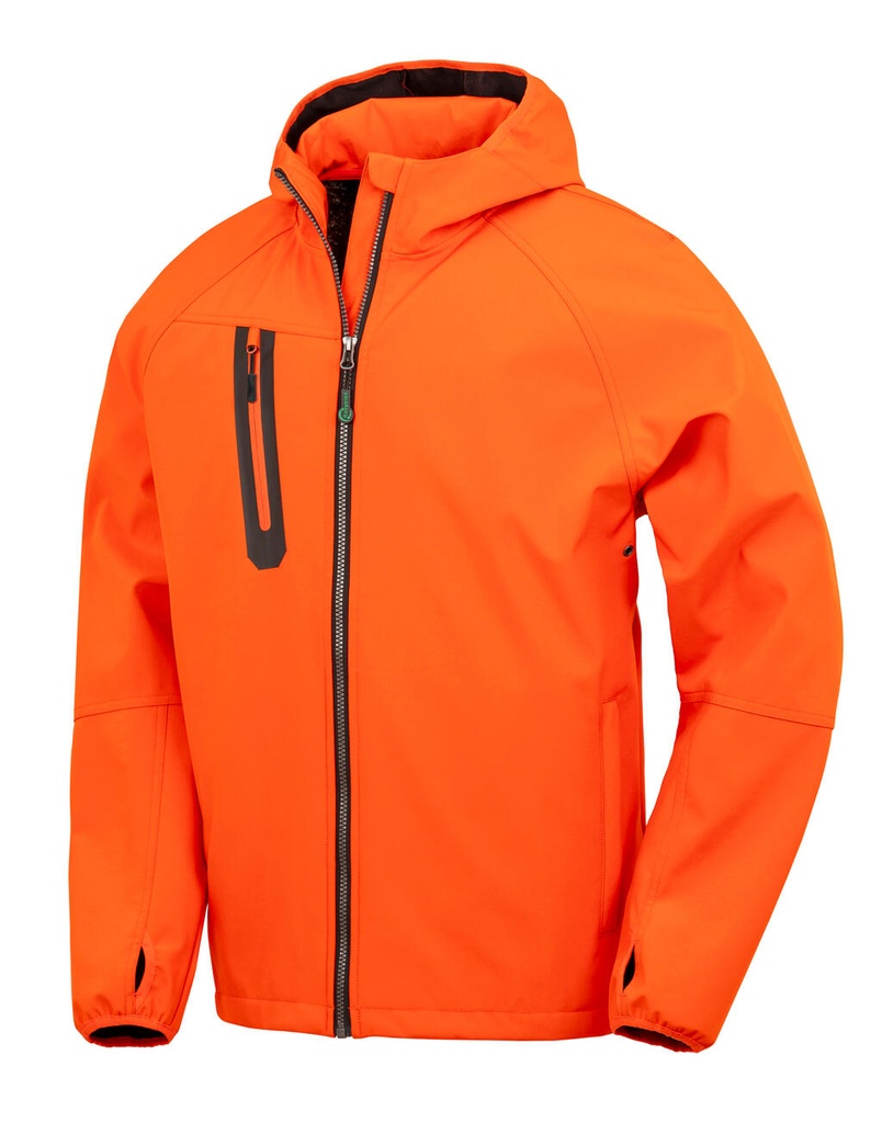 3-Layer Recycled Printable Casual Hooded Softshell Orange/Navy