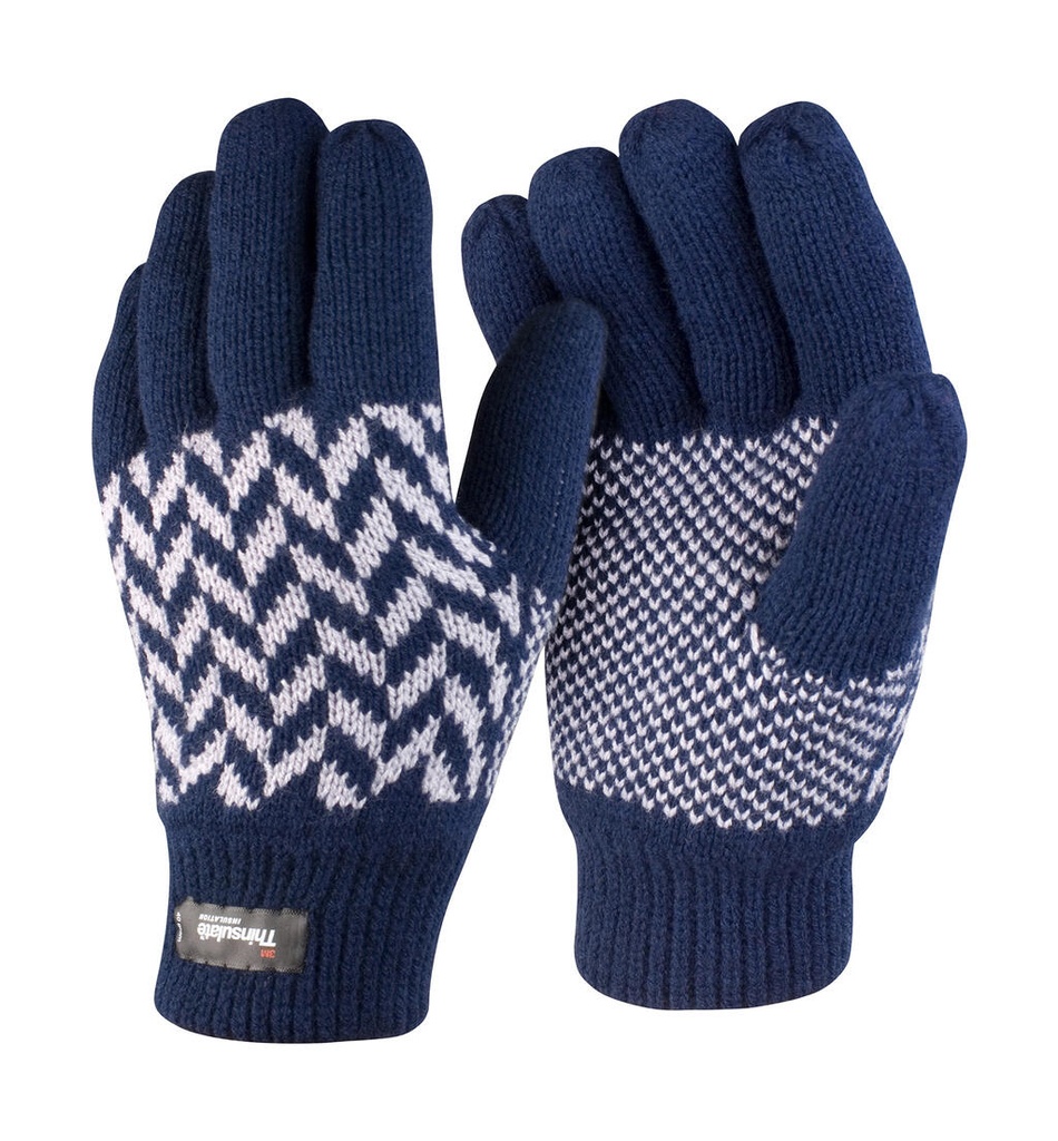Pattern Thinsulate Glove Navy/Grey