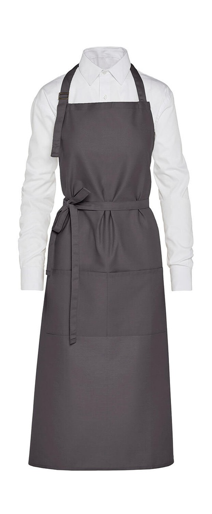 AMSTERDAM - Recycled Bib Apron with Pocket Grey