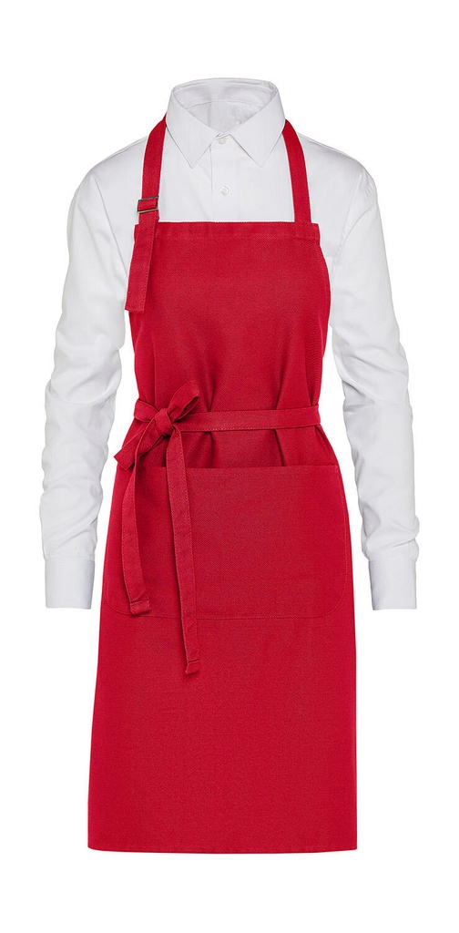 LISBON - Organic Heavyweight Bib Apron with Pocket Red