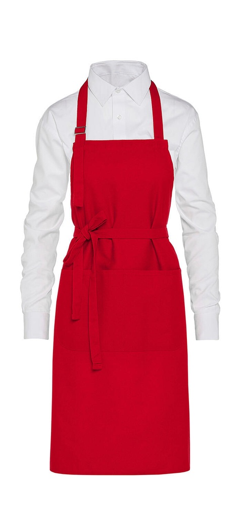 LISBON - Cotton Heavyweight Bib Apron with Pocket Red