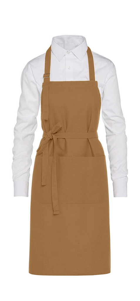 LISBON - Cotton Heavyweight Bib Apron with Pocket Caramel
