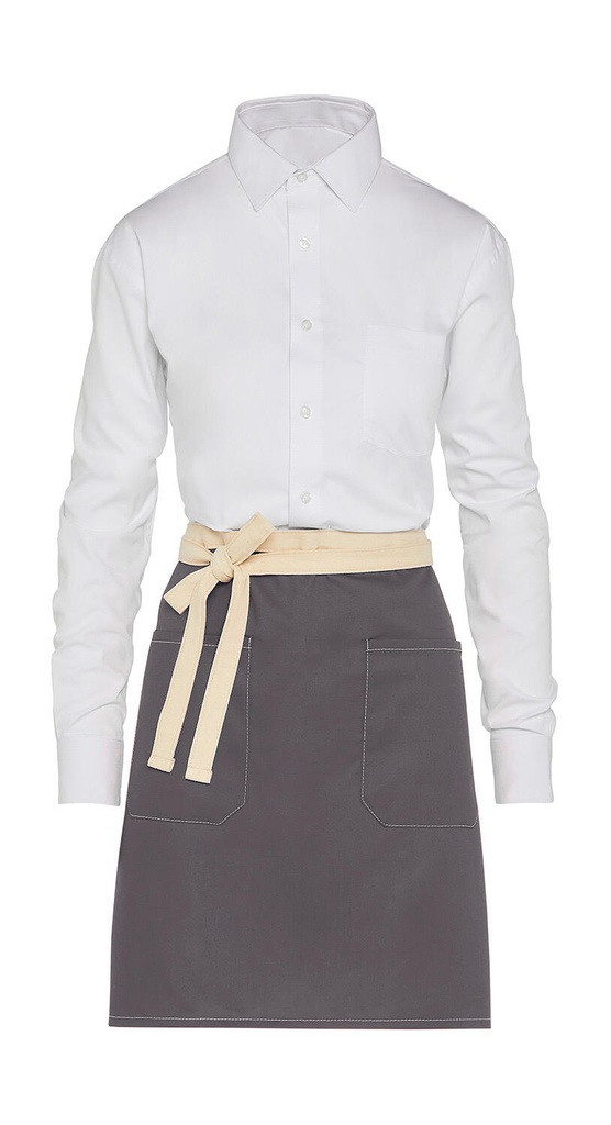 SANTORINI - Contrasted Bistro Apron with Pocket Grey