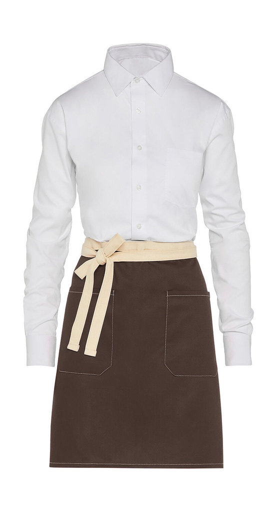 SANTORINI - Contrasted Bistro Apron with Pocket Brown