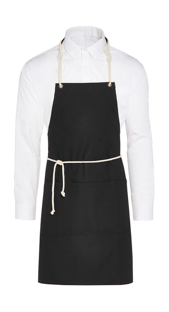 CORSICA - Cord Bib Apron with Pocket Black