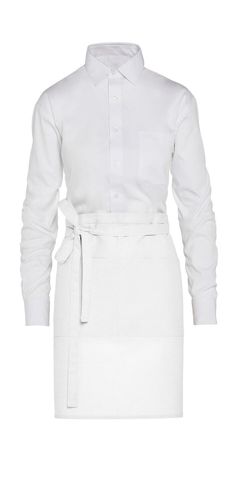 BRUSSELS - Short Recycled Bistro Apron with Pocket White