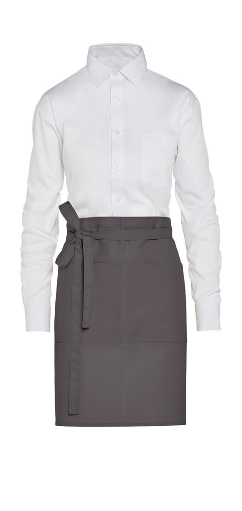BRUSSELS - Short Recycled Bistro Apron with Pocket Grey