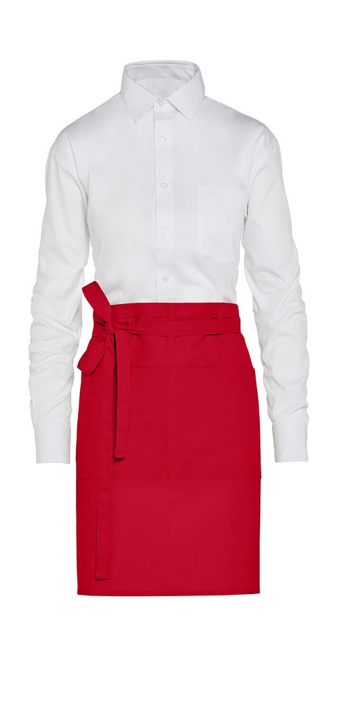BRUSSELS - Short Recycled Bistro Apron with Pocket Red