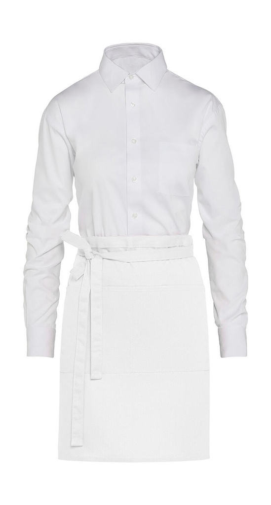 BRUSSELS - Short Bistro Apron with Pocket White
