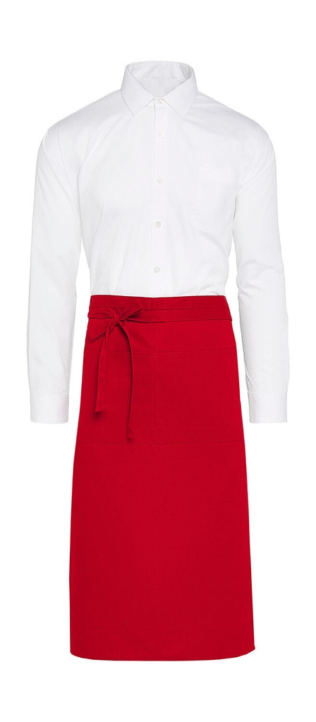 ROME - Medium length Bistro Apron with Pocket Red