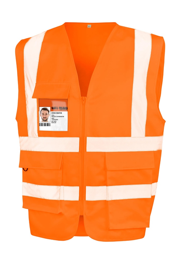 Heavy Duty Polycotton Security Vest Fluorescent Orange