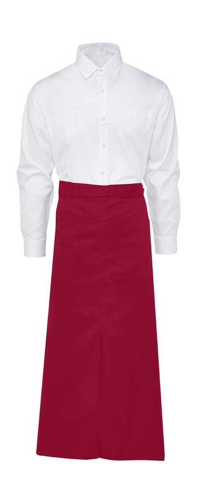 BERLIN Long Bistro Apron with Vent and Pocket Red