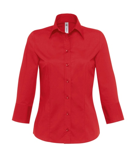 Milano/women Popelin Shirt 3/4 sleeves Deep Red