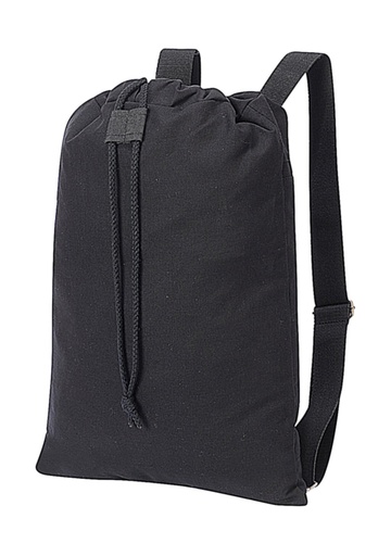 Sheffield Cotton Drawstring Backpack Black Washed