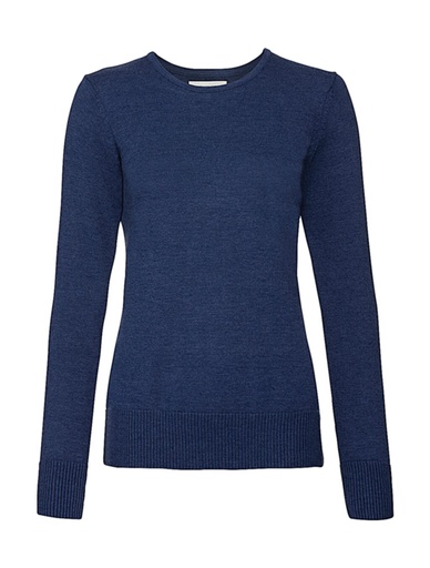 Ladies' Crew Neck Knitted Pullover Denim Marl