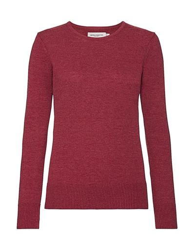 Ladies' Crew Neck Knitted Pullover Cranberry Marl