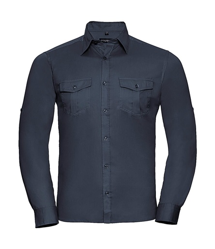Roll Sleeve Shirt Long Sleeve French Navy