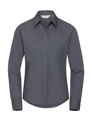 Ladies' LS Fitted Poplin Shirt Convoy Grey