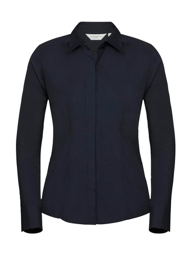 Ladies' LS Fitted Poplin Shirt French Navy