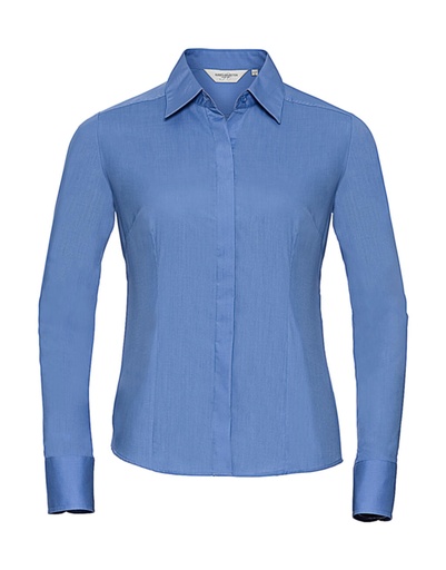 Ladies' LS Fitted Poplin Shirt Corporate Blue