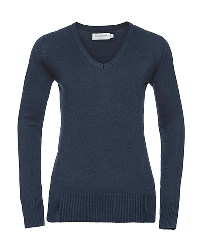 Ladies’ V-Neck Knitted Pullover French Navy